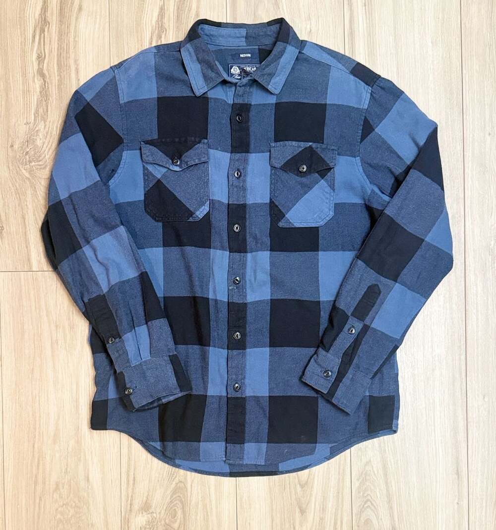 American Rag Blue Buffalo Plaid Flannel Shirt M
